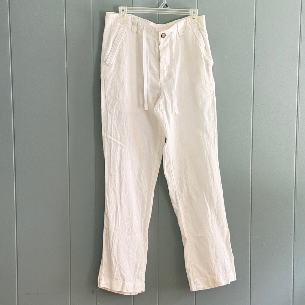 Baird McNutt Linen Mens 34x32 White Button Fly Pants Murano Quiet Luxury Resort
